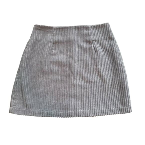 Lulu's High Class light gray corduroy ribbed mini skirt size XS - Picture 1 of 9